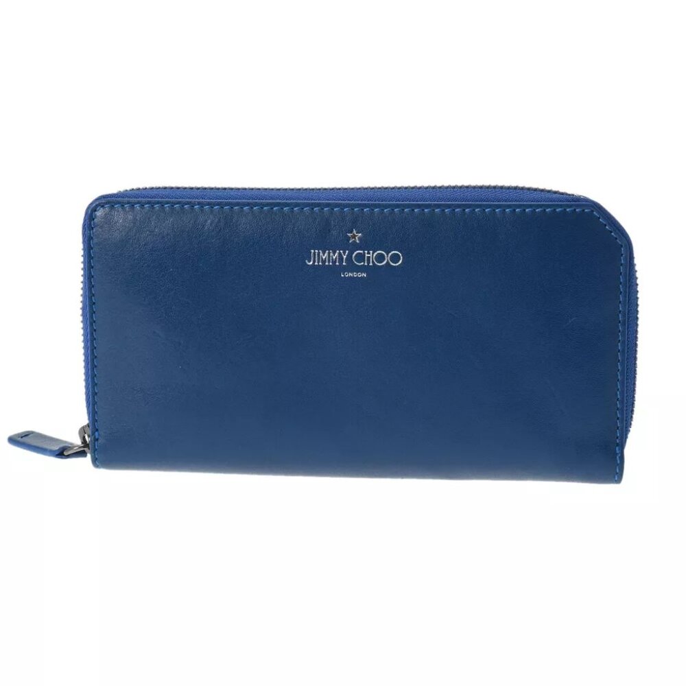 JIMMY CHOO Logo Zip Around blue Long wallet